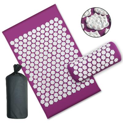 China Cotton Amzone Sale Hot Yoga Mat Massager Cushion Pad Acupuncture Mat With Pillow for sale