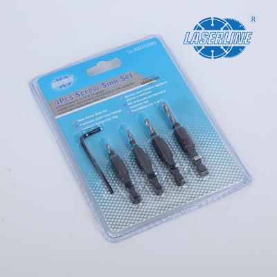 China Hot-selling 4PCS Hex Shank HSS Woodworking Countersink Woodworking Drill Bit For Wood Screw for sale