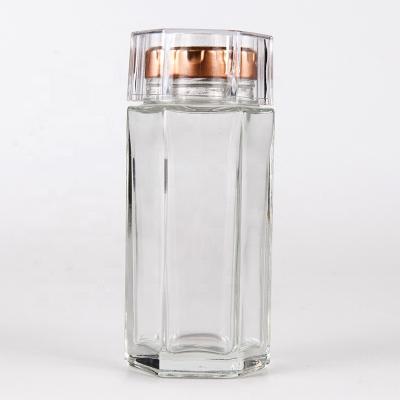 China 4oz 8oz 12oz Sustainable Clear Glass Hexagonal Glass Jar With Clear Lids for sale