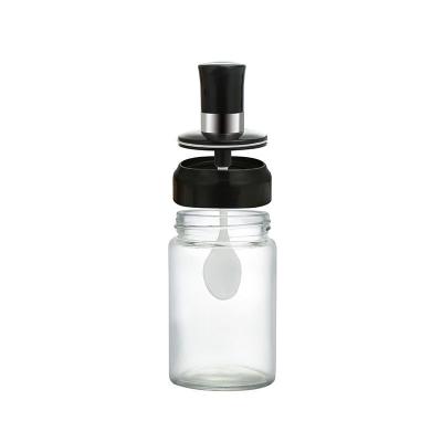 China Hot Selling Empty Clear Mini Glass Freshness Preservation Jars With Brush Dipper Spoon Lid For Kitchen for sale