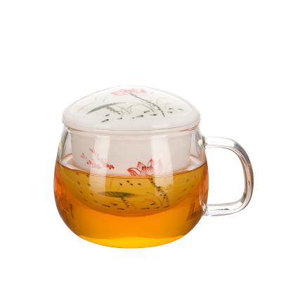 China Sustainable New Design Cute Handmade Glass Lid Ceramic Tea Cup With Filter for sale