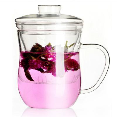 China Sustainable Wholesale Reusable Tea Infuser Borosilicate Glass Cup With Handle for sale