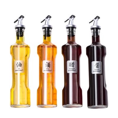 China 500ml Food Fancy Glass Olive Oil Cooking Bottle With No Drip Spout for sale