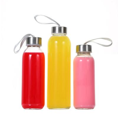 China Hot Sales Juice Glass Drinking Water Beverage Bottles With Screw String Lids for sale