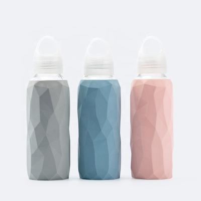 China Sustainable Wholesale Gym Glass Water Bottles With Cover Silicon Plastic Sleeve for sale