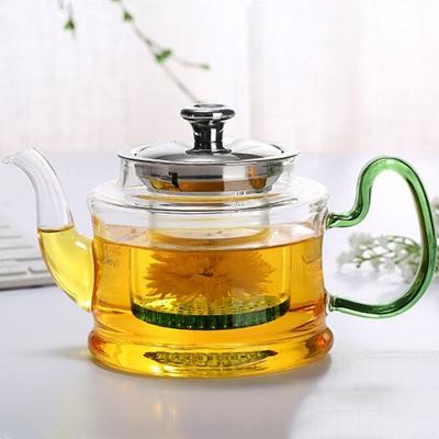 China Borosilicate Glass Sustainable Heat Resistant Teapot With Stainless Steel Infuser for sale