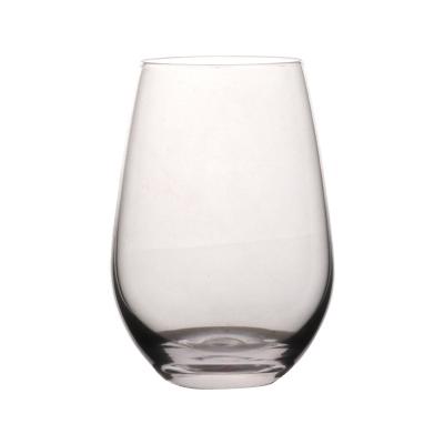 China 15 oz Unbreakable Handmade Egg Freee Lead Shaped Crystal Wine Glass Stemless for sale