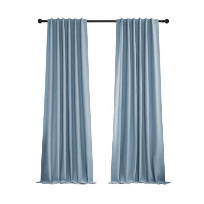 China Diaphragmation Sky Blue Blackout Curtain Blinds Primitive Textured Burlap Effect Window Drapes Suitable For Home Office Cafe for sale