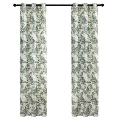 China Printing High Quality Green Printed Light Reducing Curtains Botanical Sketch Style Floral Panels Canvas Customizable Pattern for sale