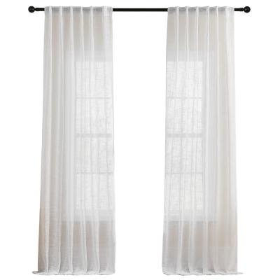 China Sheer Translucency Hotel Quality Curtains With Rod Pocket Semi Sheer Curtain Drapes Elegant Casual Linen Textured Window Curtains for sale