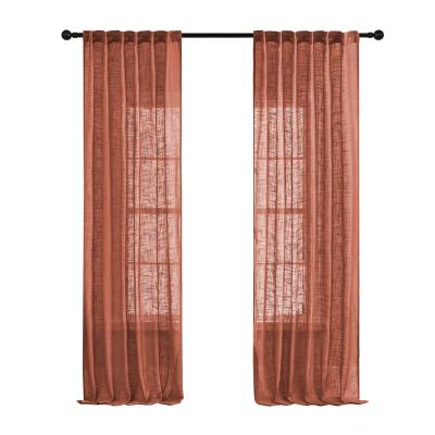 China Pervious light up red orange slap-up curtains with Rod Pocket Semi Sheer Curtain drapes elegant occasional toile textured window curtains for sale