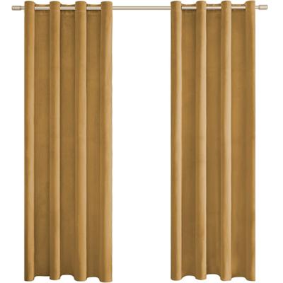 China Blackout Gold Velvet Curtains Super Soft Velvet Drapes Heat And Sunlight Blocking Curtain Panels With Double Rod Pocket For Living Room for sale