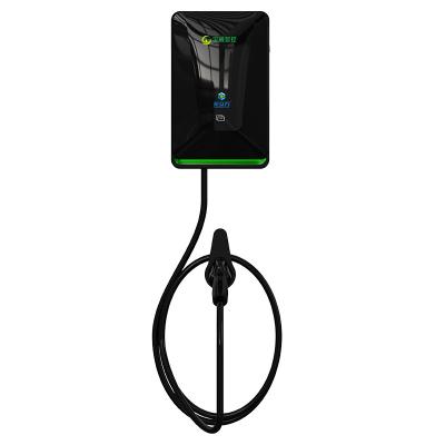 China 7kw Car Charging Point Black Wallbox Home Use Liquid Crystal Display Swipe Start for sale