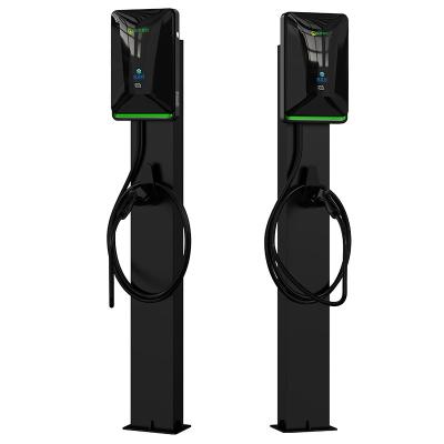 China 7KW 11KW 21KW Black Column-Type Floor-Standing Electric Vehicle AC Charging Pile for sale