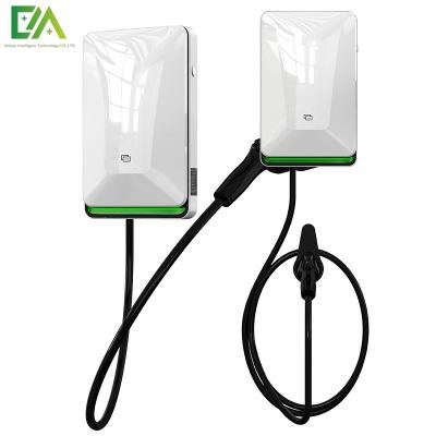 China 7KW 11KW 22KW Pearl White Wall Mounted Electric Vehicle Single Gun AC Charging Pile / Mobile Charger for sale