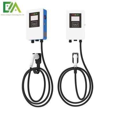 China 7KW 11KW 22KW Blue And White Wall-Mounted Electric Vehicle Single Gun AC Charging Pile/Portable Charger for sale