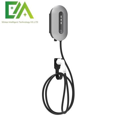 China 7KW 11KW 22KW Silver Wall-Mounted Electric Vehicle Single Gun AC Charging Pile / Household Commercial Portable Charger for sale