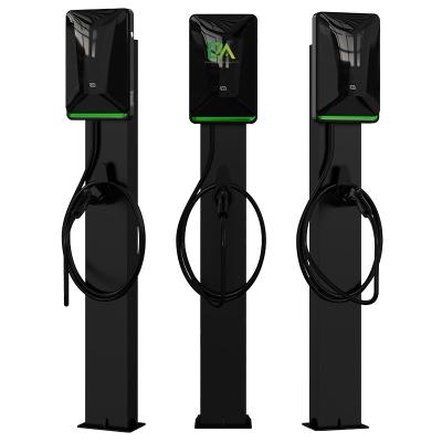 China Home Commercial Black Column Electric Vehicle Charger Type 2 7kw 11KW 22kw Portable Charging Station With RFID OCPP for sale