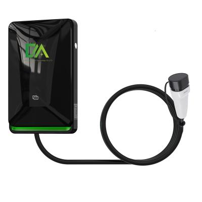 China 32A Black Wall-Mounted AC Mobile Charging Station 22KW Smart Electric Vehicle Home Charger for sale