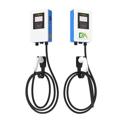 China 7KW 11KW 22KW 32A Blue And White Wall Mounted Electric Car Single Gun AC Charger For Home Use for sale