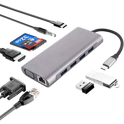 China FOR Laptop Expend Fast Ports 11 Hub USB Type C In-1 For Dual 4k Docking Network With Port Hub 3 USB C Docking Station 11 In 1 Hub usb c for sale