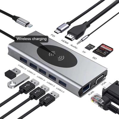 China FOR Laptop Expend Port 13 Ports 13 Ports 13 Ports 100W Wireless Charging Port PD HDTV 4K Wireless Hub Adapter USB Wirless Multi Function Hub Adapter Charging for sale