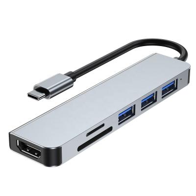 China FOR Laptop Expend Ports Usb Type C To Hd MI HDTV Hub Charger Usb3.0 3Ports Combo 6 SD Tf Card Reader Usb Hub In1 Type C for sale