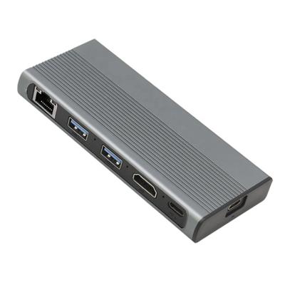 China Aluminum Usb3.2 10Gbps SSD Case With Gigabyte LAN 6 In 1 Usb C Hub With External SSD Enclosure Nvme SSD Enclosure for sale