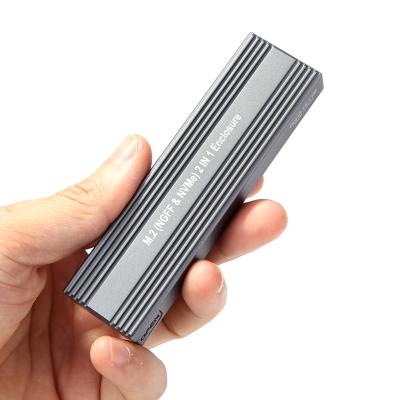 China Aluminum Case Tool Free Screwless Design Portable SSD Case Nvme M Typec 10Gbps Usb3.1 Solid State Drive Enclosure M2 Metal Case Black for sale