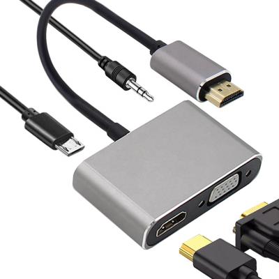 China FOR Laptop Expend Ports Aluminum 4 In 1 HDTV To Hd 4K 30Hz Micro VGA Hd Tvi Converter Hd Video Charging Audio Converter for sale