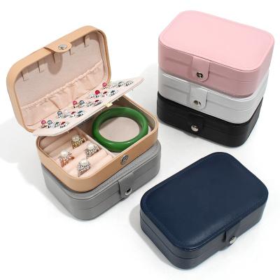 China Travel Fashion PU Jewelry Box Organizer Portable Small Leather Eco-friendly Jewelry Storage Box for sale