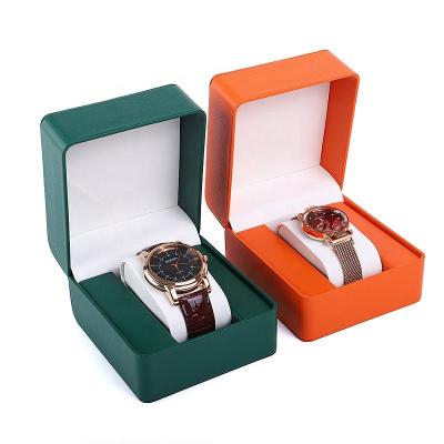 China Durable High End Leather Watch Box With Rounded Corner Design Flip Watch Box for sale