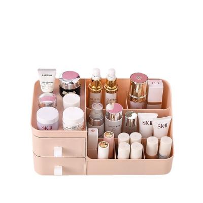 China Three-Layer Drawer Makeup Jewelry Lipstick Desktop Viable Cosmetic Organizer Storage Box for sale