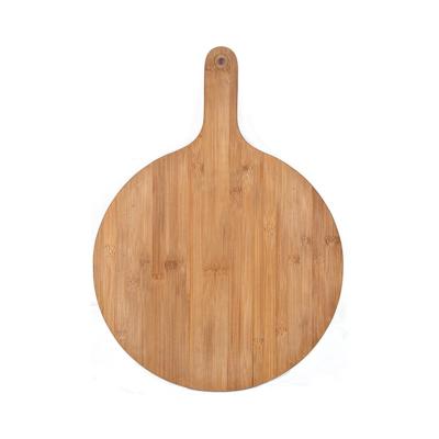 China Sustainable kitchen restaurant  round meat vegetable cheese pizza cutting board  acacia bamboo wooden chopping board with handle for sale