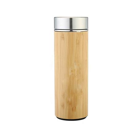 China Sustainable 17oz Bamboo Water Bottles Vacuum thermos flask  flask water bottle for sale