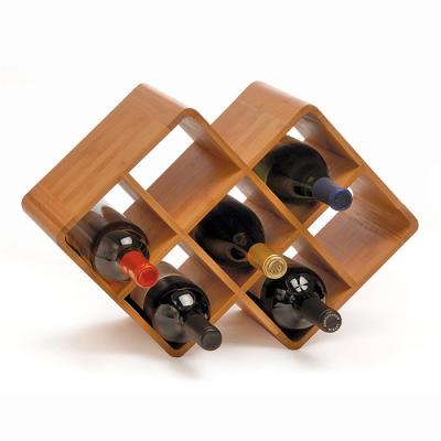 China Sustainable countertop cabinet cellar freestanding wine bottle display storage rack bamboo wooden wine racks for sale