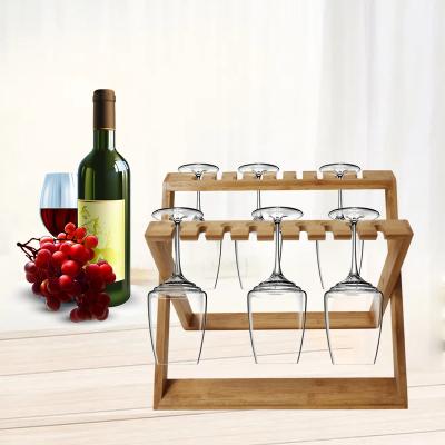 China Sustainable Foldable  full bamboo eco friendly wine neck holder wine glass holder stand spilled wine bottle holder for sale