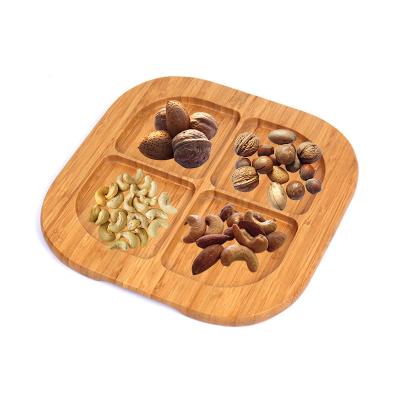 China Sustainable restaurant home eco friendly reusble fruit salad breakfast dish baby bamboo plate set natural bamboo serving Plate tray for sale