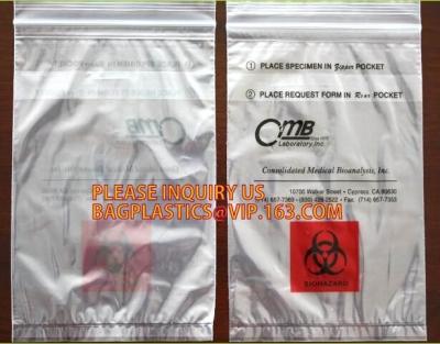 China specimen envelopes zip lock bag/plastic medical specimen transport packaging bag for laboratory, package/PE transparent for sale