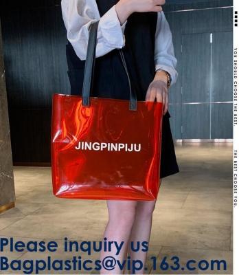 China Clear Shopping Bag PVC Handbag Fashion Big Bags Jelly Package Large Transparent Tote Bag Shoulder Bag Leisure Beach Bag for sale