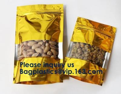 China 3 Side Seal Metallized Foil Inside Stand Up Zipper Plastic Bags/ Glossy Gold Printing Flat Foil Pouch Bagease Bagplastic for sale