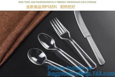 China Disposable Flatware Set-Heavyweight Plastic Cutlery 100 Forks, 100 Spoons, 100 Knives,PP Disposable Plastic Cutlery ps for sale