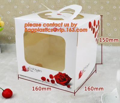 China Disposable paper cardboard birthday cake boxes, Food packaging white cardboard paper bakery cake box with good quality for sale