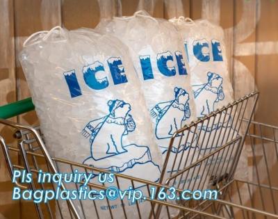 China High quality packaging pouch LDPE ice cube plastic bag, Manufacturer plastic disposable drawstring bag for storage ice c for sale