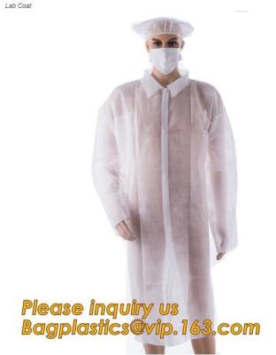 China durable chemical resistant lab coats,elastic material coverall workwear,Disposable Medical Nonwoven White Lab Coat for sale