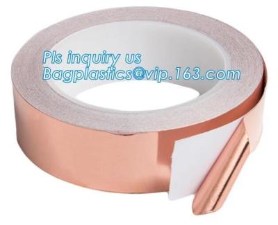 China Conductive copper foil tape 25m 50m for EMI shielding welding, electrical maintenance conductive copper foil tape bageas for sale