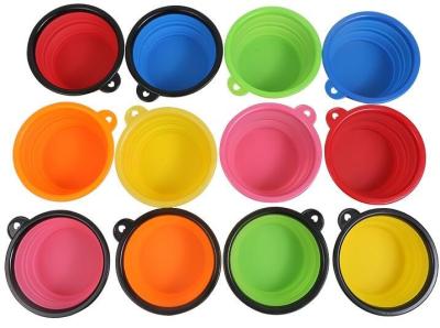 China Top selling 350/750/1000/1500ml Foldable Pet Food Water Feeding Portable Travel Collapsible Dog Silicone Bowl, bagease for sale