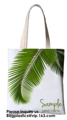 China Printing Palm Leaf Canvas Bag Cotton Canvas Handle Tote Bag Cotton Bag Customized Cheap Eco Silk Screen Printing Logo Re for sale