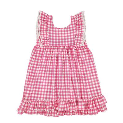 China Plus Size Girls Pink Plaid Ruffle Dress, Latest Design Girl Party Wear Dress, Wholesale Kids Clothes Girl Dress for sale