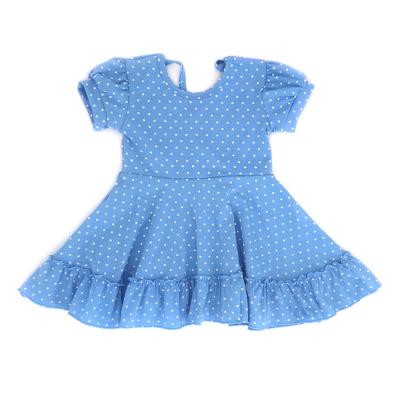 China Breathable Blue Polka Dot Pattern Puff Sleeve Dress Girls Fluffy Hippokids Dresses for sale